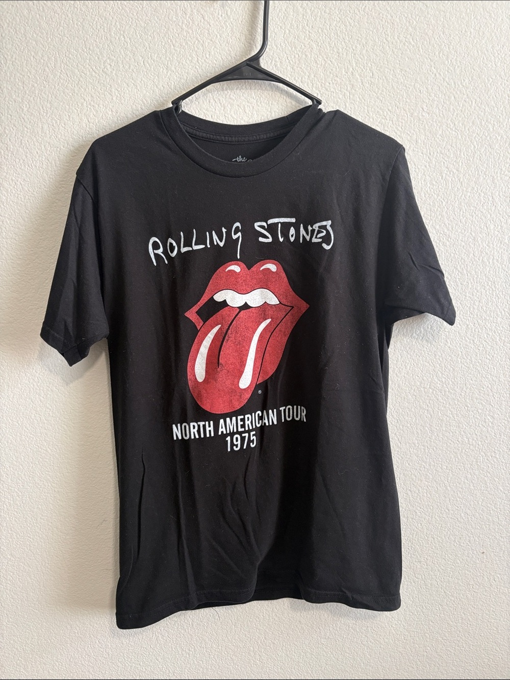 the Rolling Stones Black Graphic Logo Tee with White Print